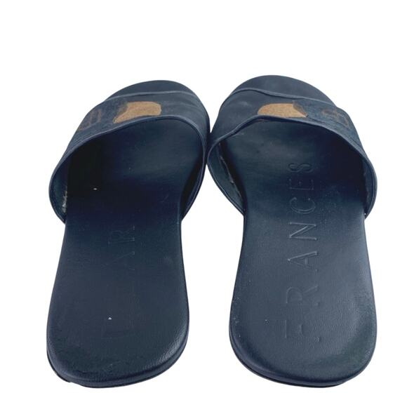 Dear Frances Women's Black Tan Lounge Embroidery Slip On Slides Sandals Size 6 - Picture 3 of 5